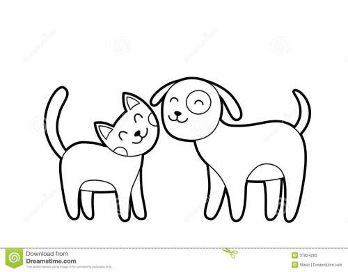 兔子猫狗简笔画大图