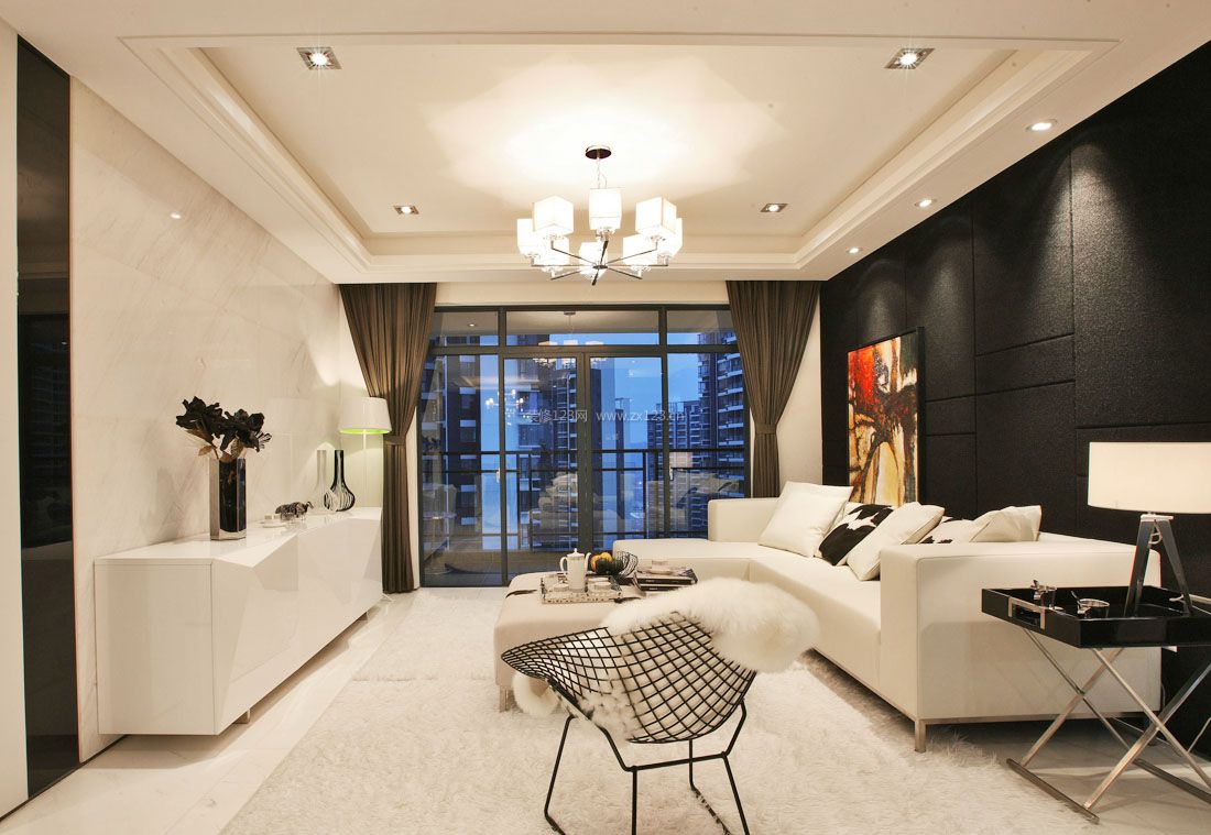 2021现代简约风格客厅吊顶装修效果图片