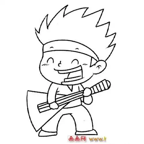 弹吉他的小男孩简笔画_动漫人物_儿童简笔画大全_可乐云