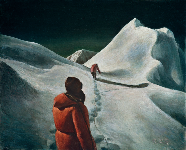 《登山日记》 巴荒 布面油画 21cm×26cm 1988 年