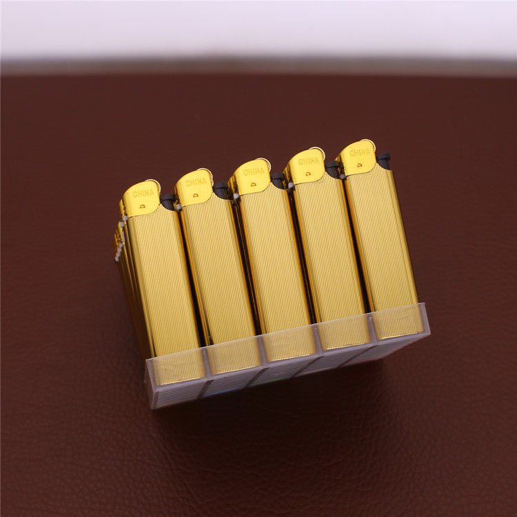 广告镀金砂轮火石打火机定制订做logo印刷印字一次性打火机