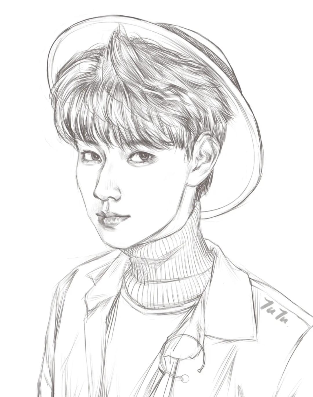 画一下小张张祝《铁流东进》圆满成功99#张真源 #线稿  #画画