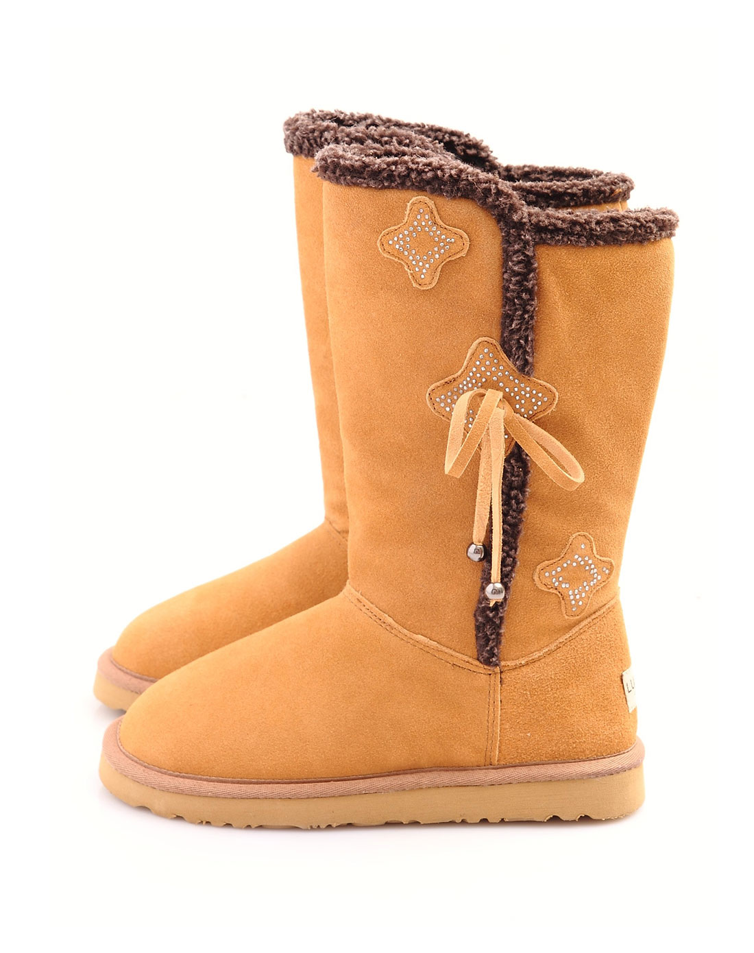 女款栗色中筒五角心款雪地靴