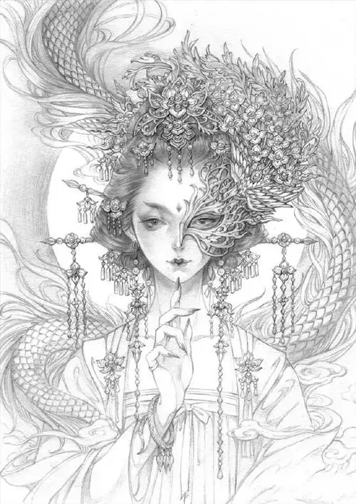 100张唯美古风女子手绘线稿,超全女子古风线稿图集 - 高光网