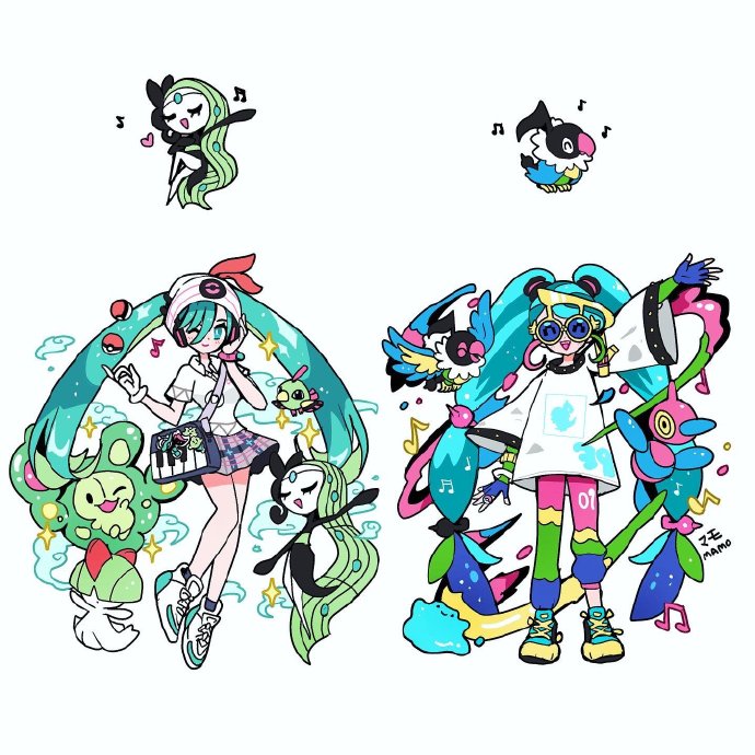 宝可梦的可爱拟人化&沙奈朵变装!    twitter:mamobot_art#宝可梦