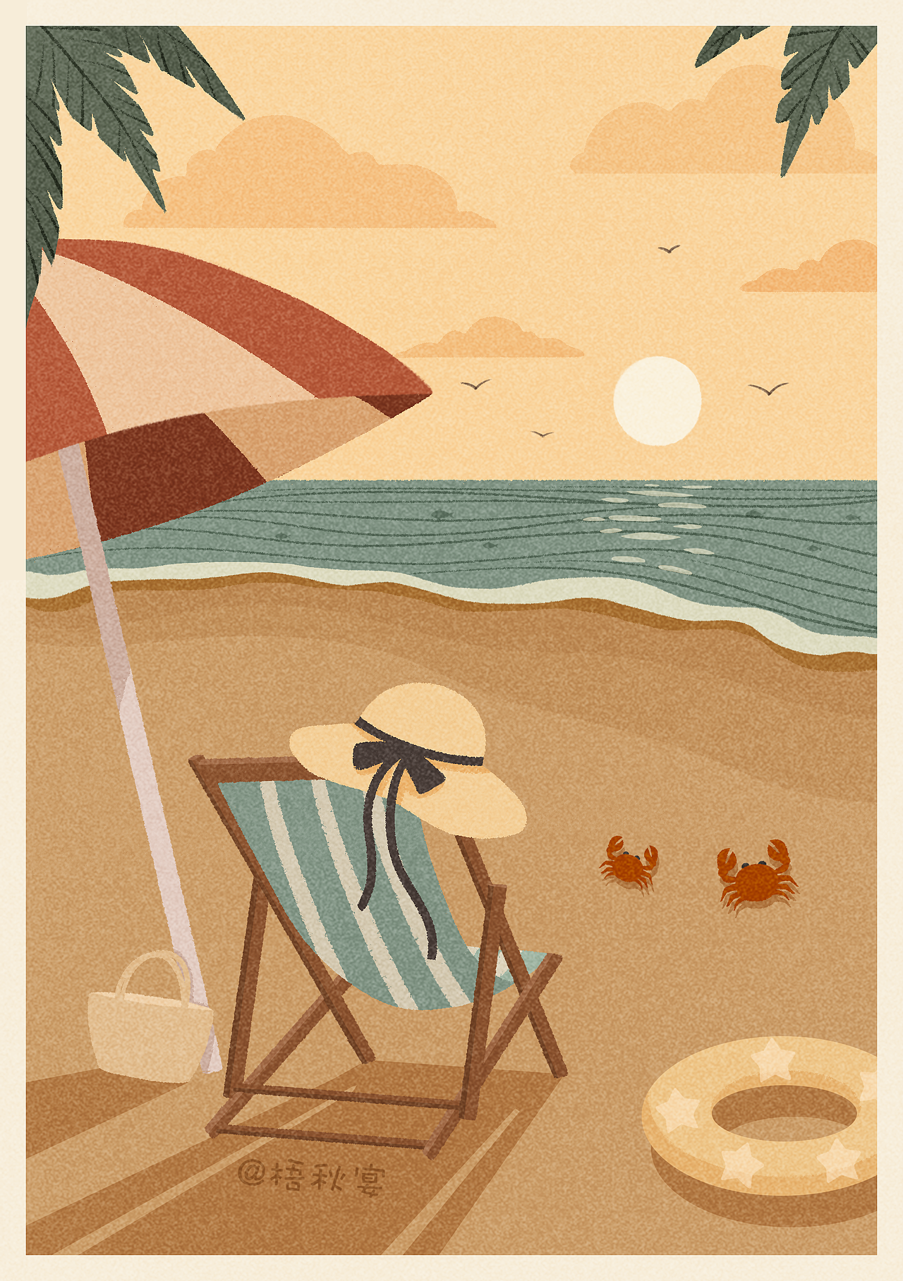 《海边·日落》系列插画