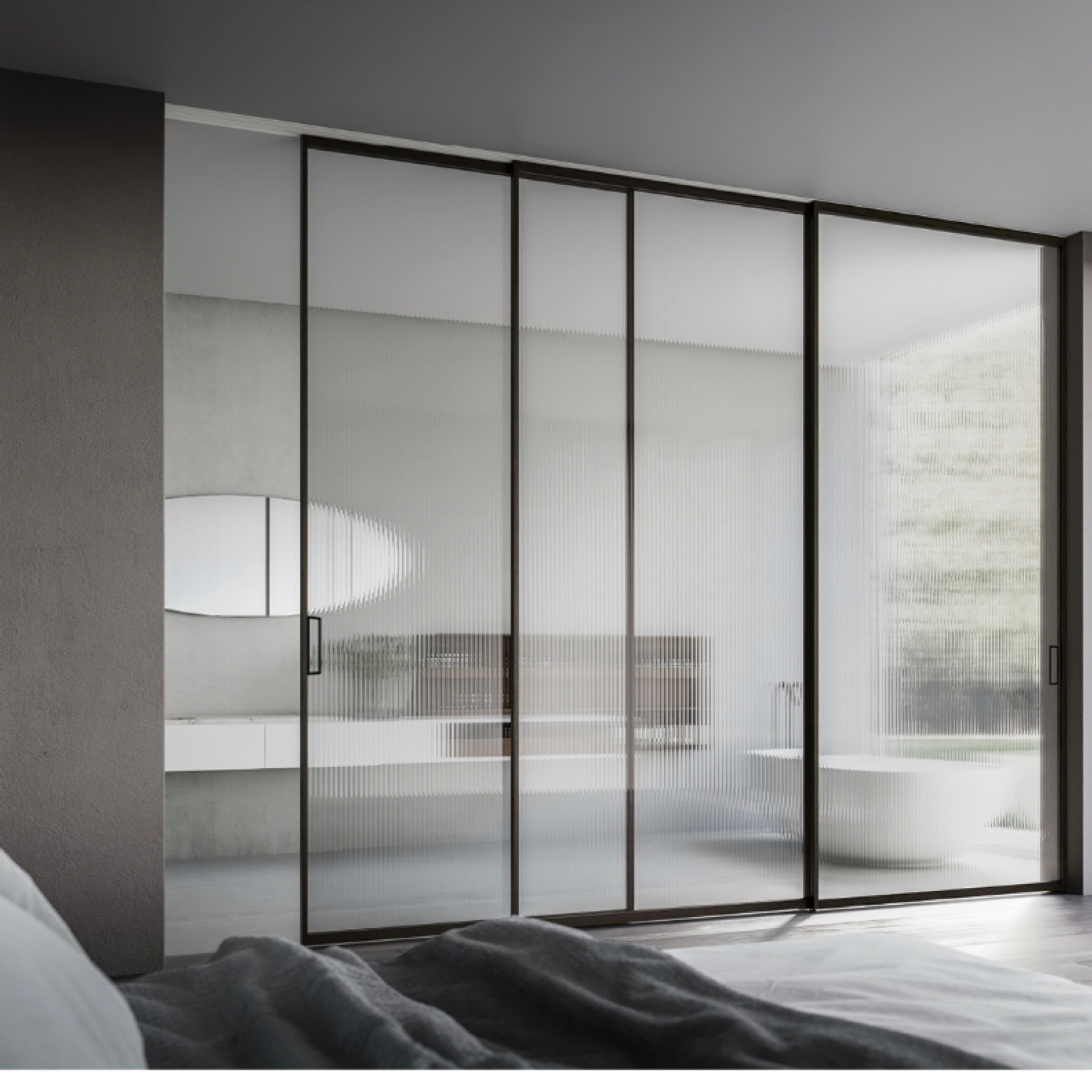 钢化玻璃16极窄边框推拉门隔音防爆新款简约厨房门 阳台门