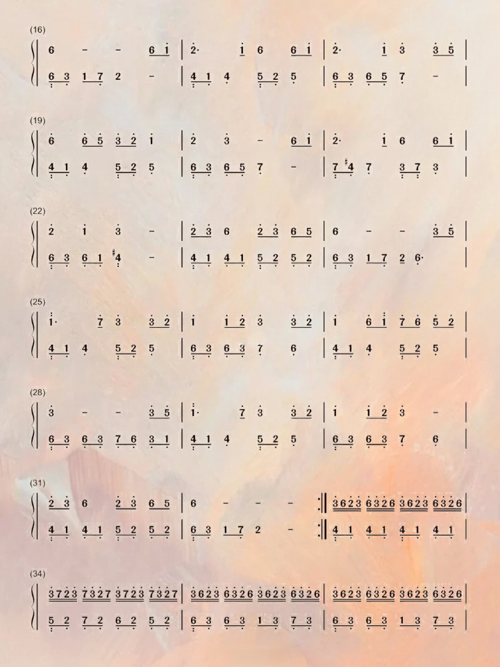 钢琴电子琴谱|大鱼海棠《大鱼》双手数字简谱 "上古有大椿者,以八千岁