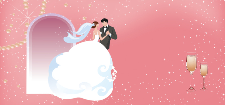 西式婚礼梦幻粉色banner背景