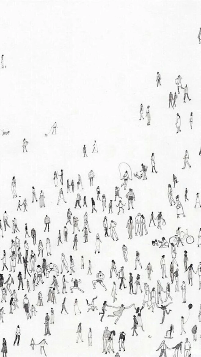 茫茫人海 黑白 壁纸 我在左上角看见一个和我一样孤独的人