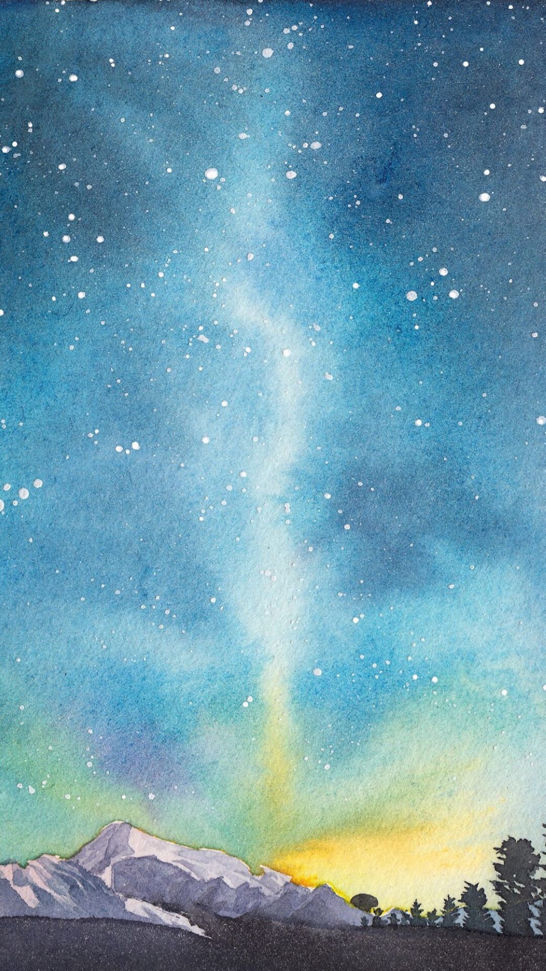 唯美手绘星空之夜高清手机壁纸