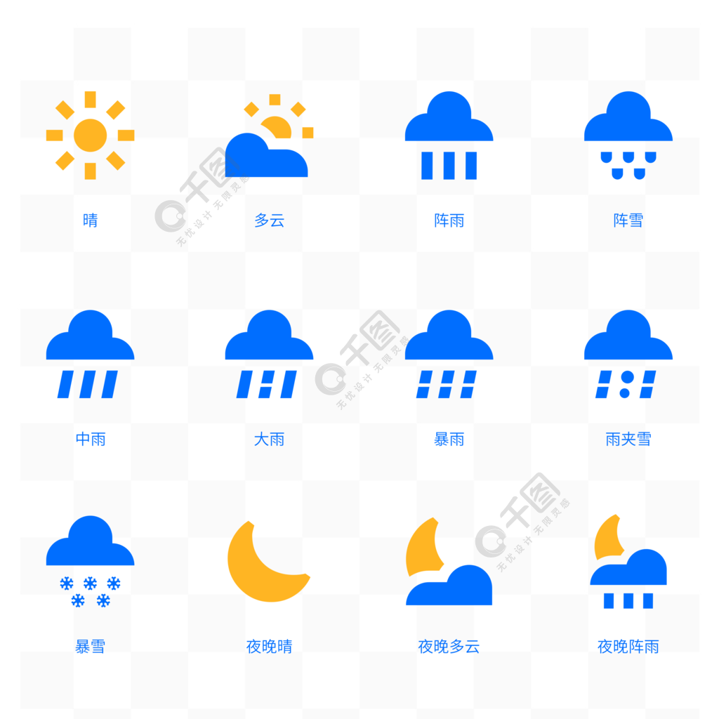 天气预报图标天气信息状态icon查看图片