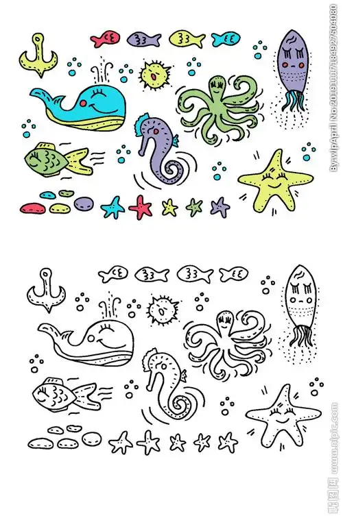 手绘海洋生物图片