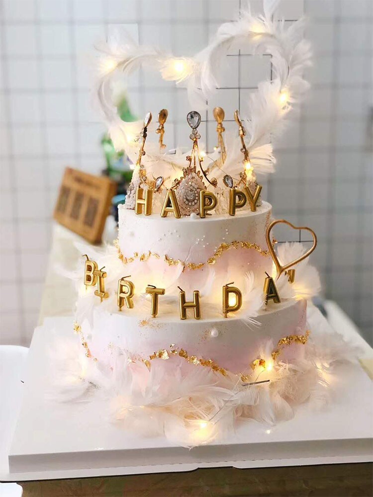 网红双层皇冠羽毛创意抖音生日蛋糕同城配送长沙