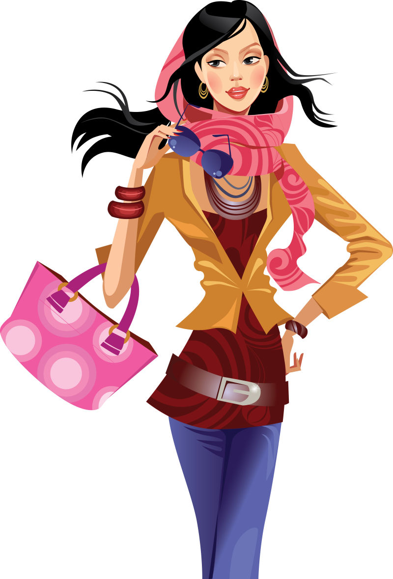 拿着七只粉刷笔的美女图片素材-时尚美女广告牌创意图片素材-jpg图片