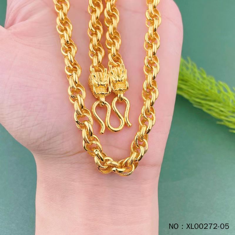 纯黄金批发足金9999男士项链纯黄金泰国圆项链水贝黄金工厂批发