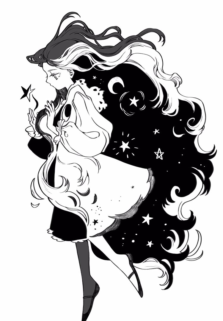 创意的黑白色卡通人物插画,简单又不失优美