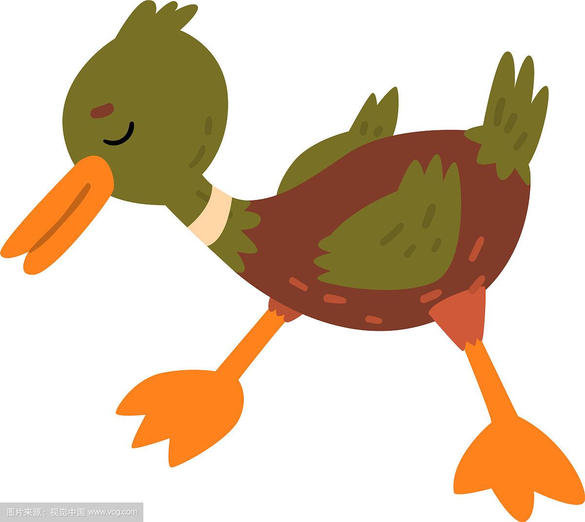 可爱有趣的公野鸭卡通人物