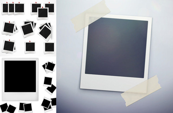 拍立得相片模板eps矢量素材 空白照片 相片 相框模板 设计素材