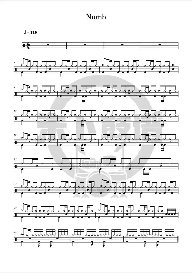 《numb》🥁🥁亦步亦趋,冲破束缚🍃🍃#架子鼓鼓谱
