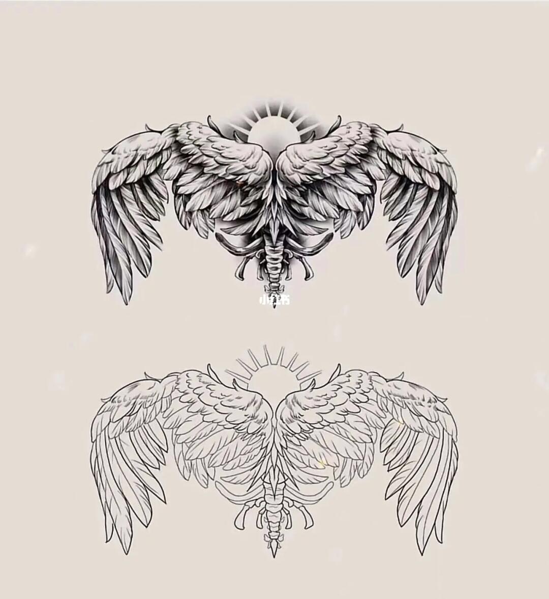 翅膀纹身手稿