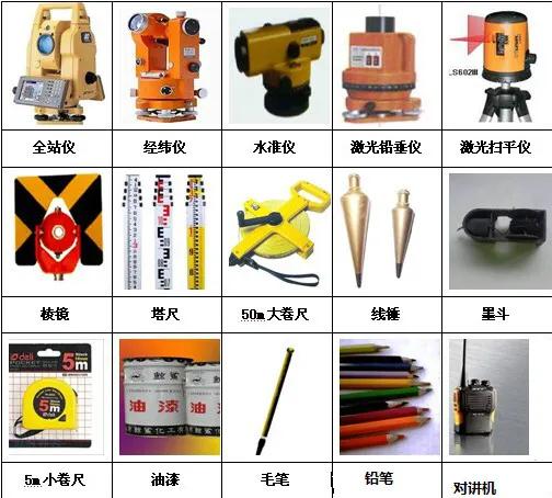 铅笔,毛笔,油漆,墨斗这些是测量辅助工具,也是测量现场成果的呈现工具