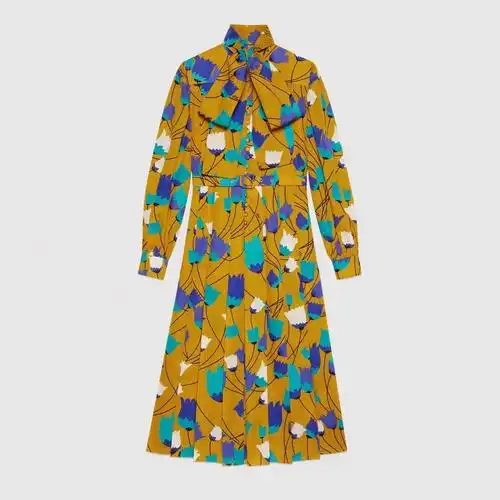 gucci花卉郁金香连身裙