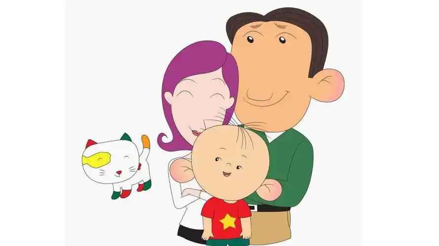 幸福一家四口可爱卡通图片,高清壁纸图片,卡通明星-回车桌面