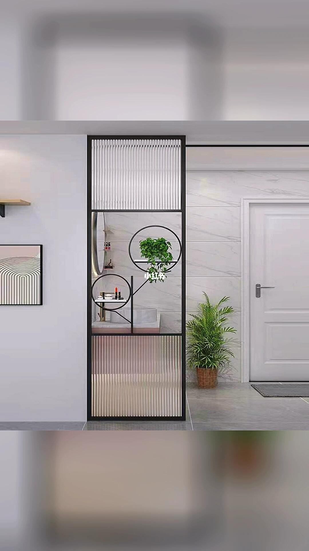 轻奢入户客厅不锈钢屏风玄关创意简约装饰长