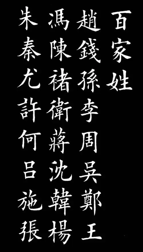 楷书《百家姓》最美中国字