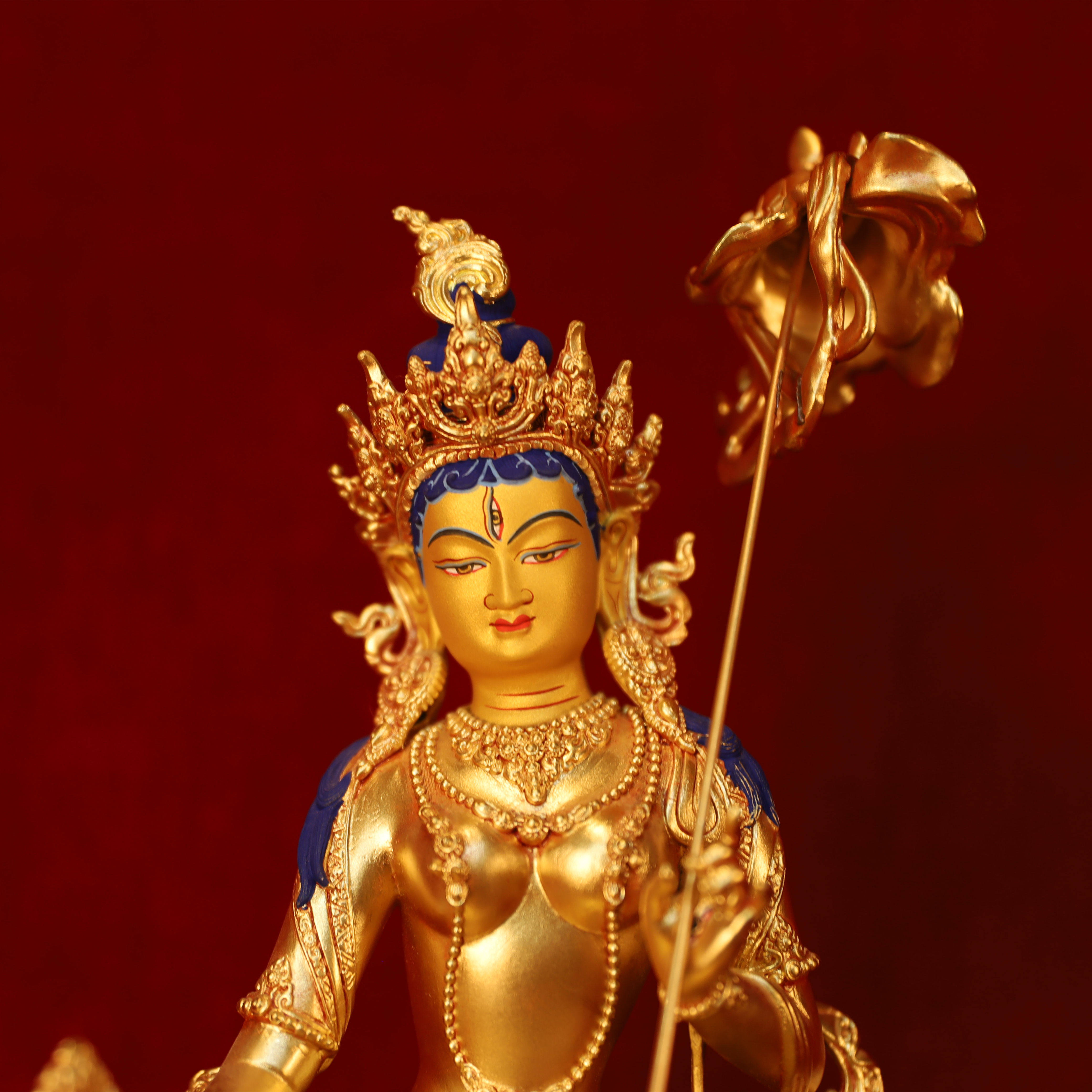 精工佛像大白伞盖佛母藏传佛教居家供奉全鎏金铜摆件