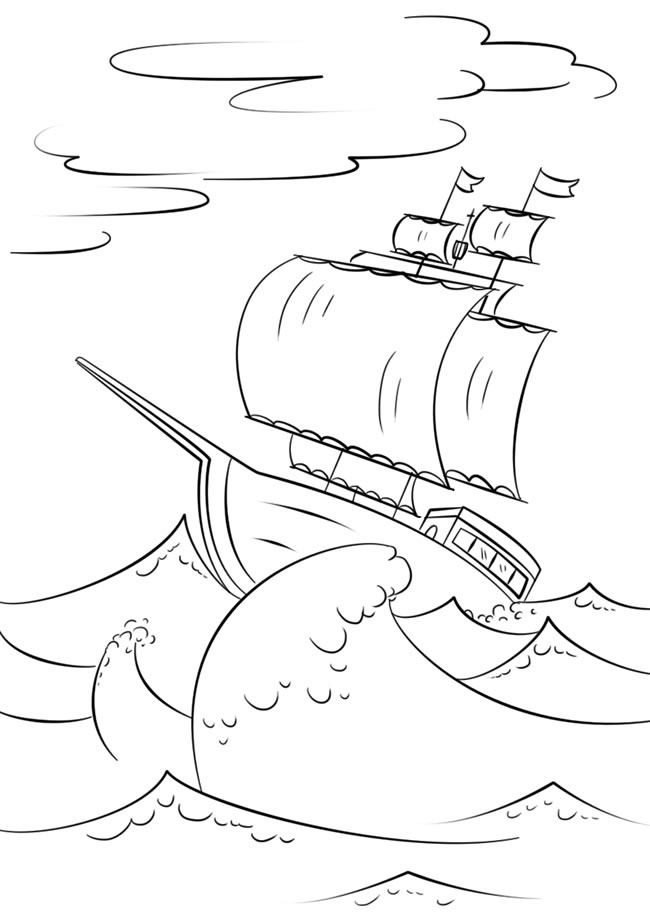 帆船乘风破浪简笔画图片