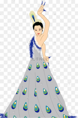 中国传统文化民族特色傣族孔雀舞灰裙