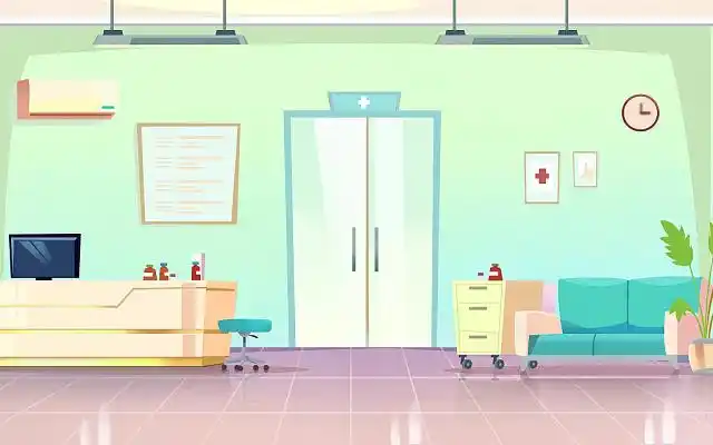扁平医院插画jpg医院内部场景