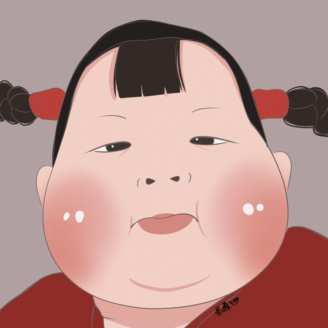 插画 | 丑萌头像 | 两个肥肥的红屁股脸蛋 图片92二改92商用92