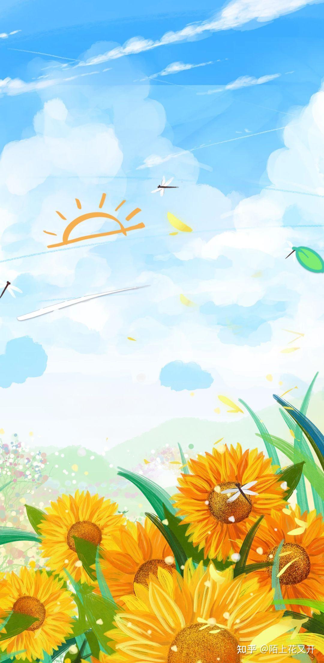 夏日手机壁纸|唯美小清新插画海报背景素材 - 知乎