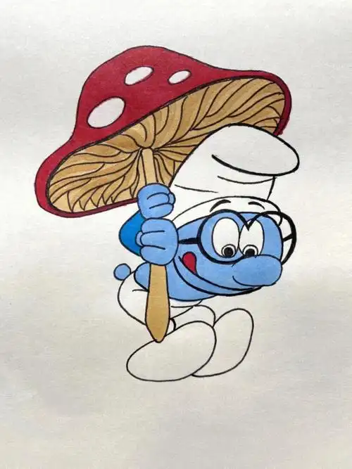 卡通画蓝精灵有线稿有步骤