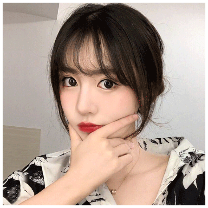 天使丝丝法式空气刘海假发女网红薄八字假刘海发片深棕色卷发筒小梳子