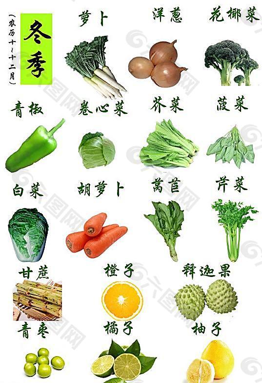 冬季时令蔬菜和水果图片
