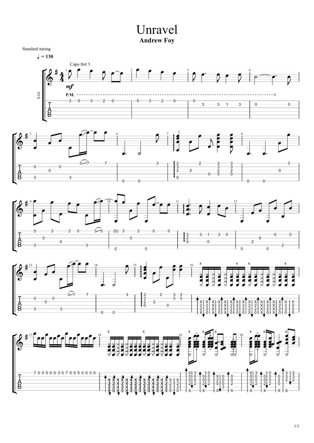 附谱最满意的unravel指弹