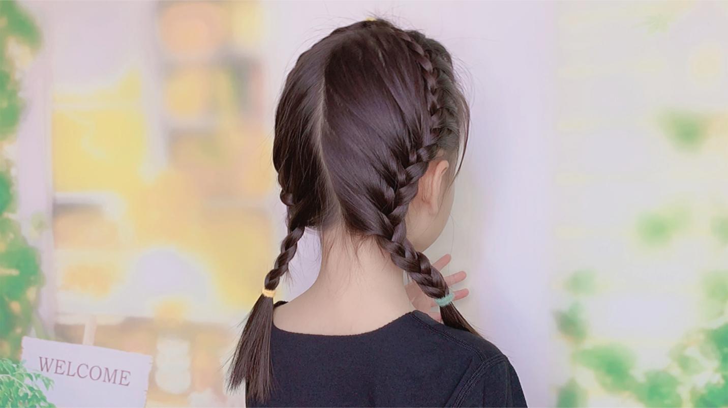 小女孩发型三加一这样编头发,好看又凉爽