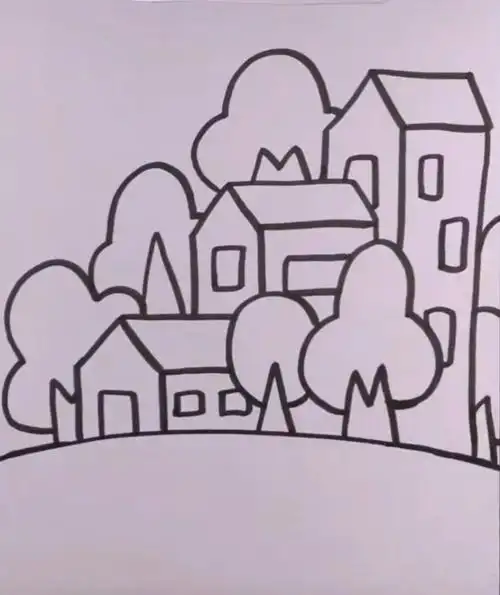 幼儿绘画作品《美丽的家园》