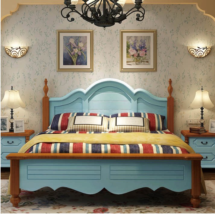 地中海式全实木木床简约款式定制卧室家具组合次卧家具1.5米1.8米