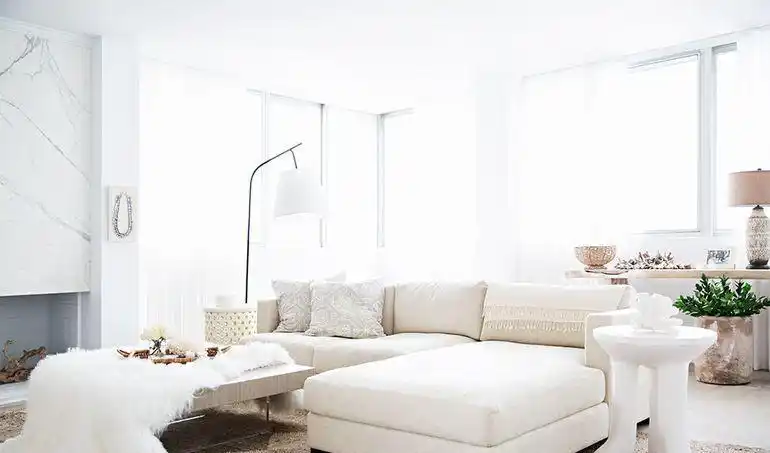 91120平米二居室米白色简约客厅装修效果图