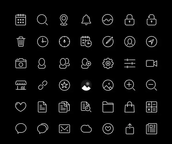 网页白色线条手机app小图标素材psd下载