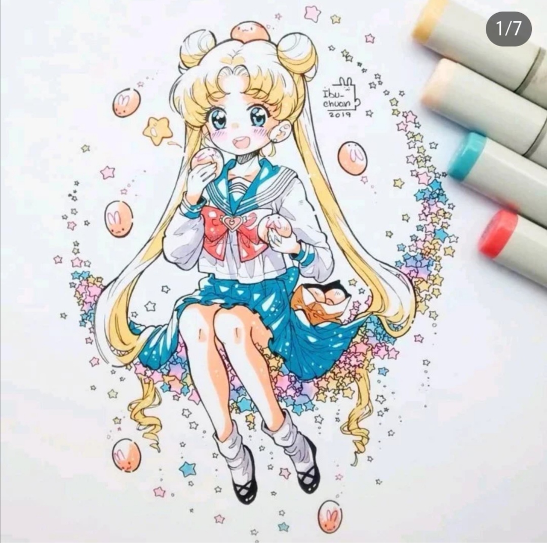 ins大神的马克笔q版美少女分享,还不赶紧收藏了画起来?