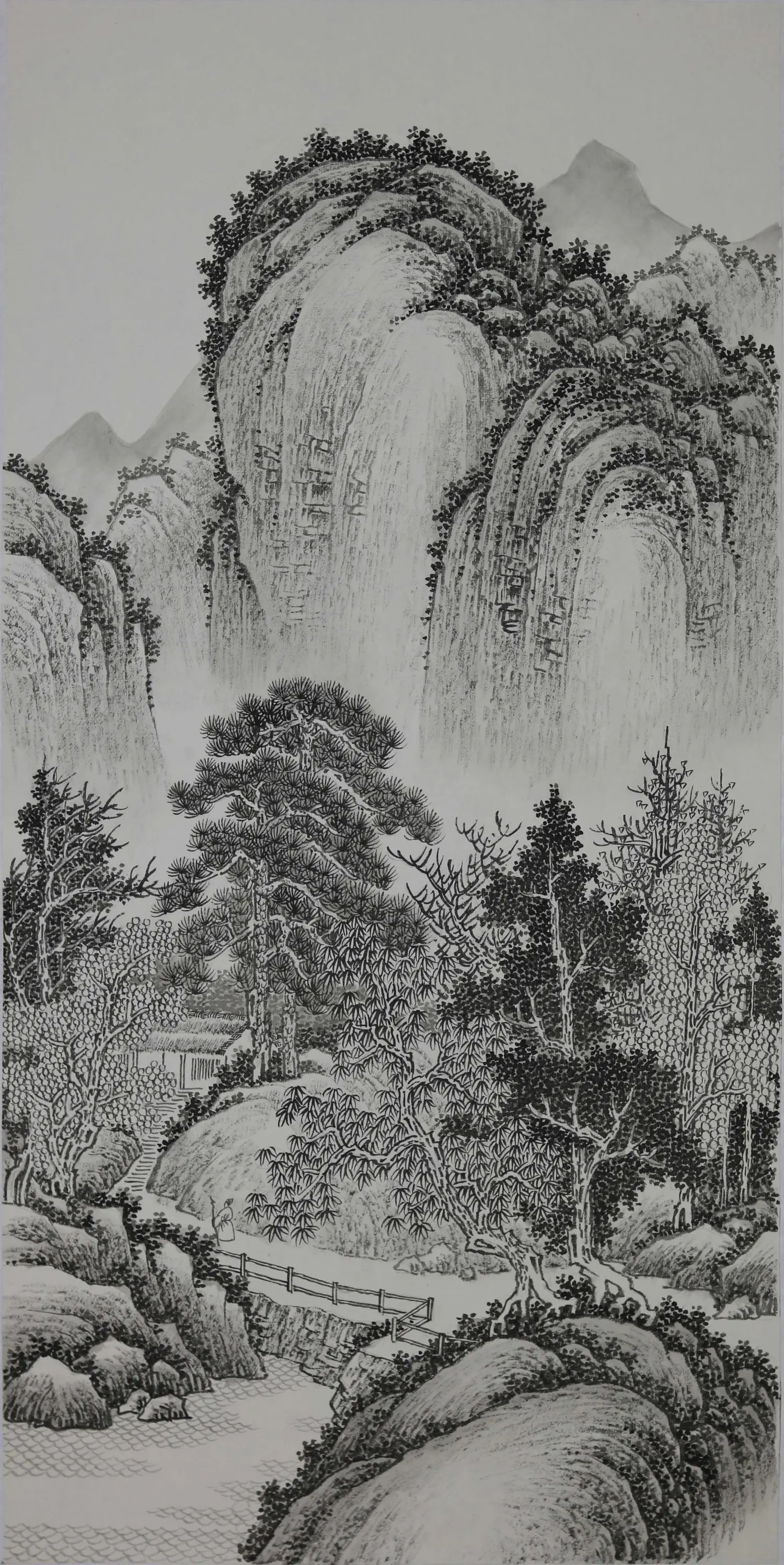 工笔山水临摹起稿不再难当代名家王军河白描稿