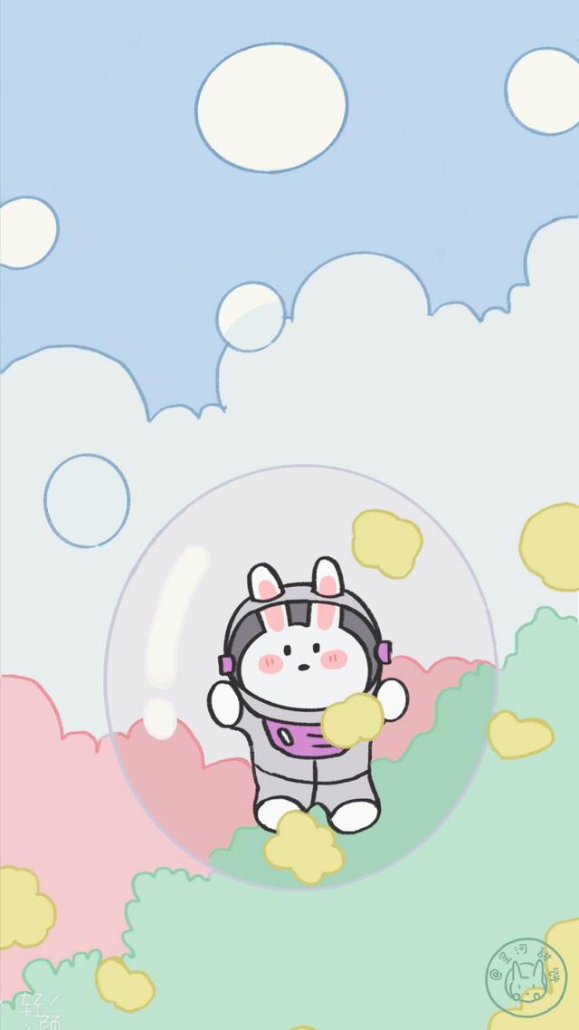 动漫风可爱小兔子春游无水印手机壁纸