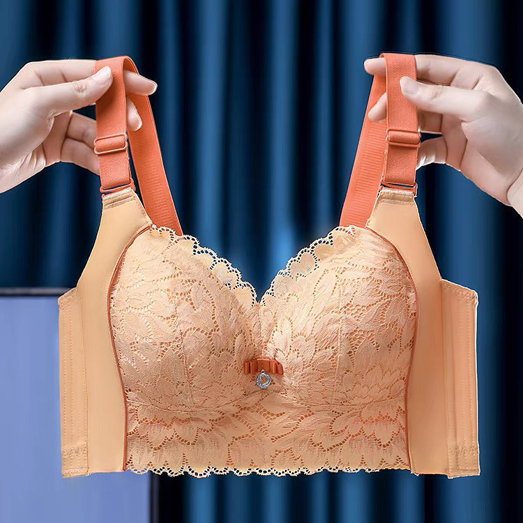 罗丽丝大胸显小文胸超薄款无钢圈性感内衣女收副乳聚拢调整型胸罩