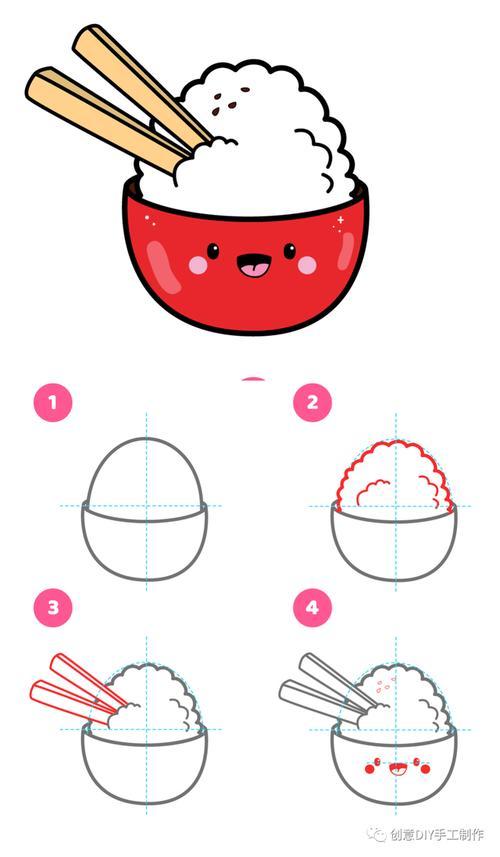 米饭简笔画彩色五色糯米饭简笔画彩色